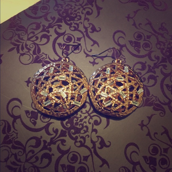 RJ Graziano rose gold earrings with crystal detail - Picture 1 of 1