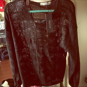 NWT Patterned Lace Sweater Top