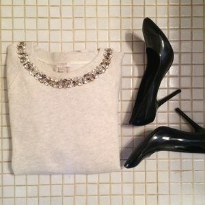 J.Crew crew neck sweater with beaded detail