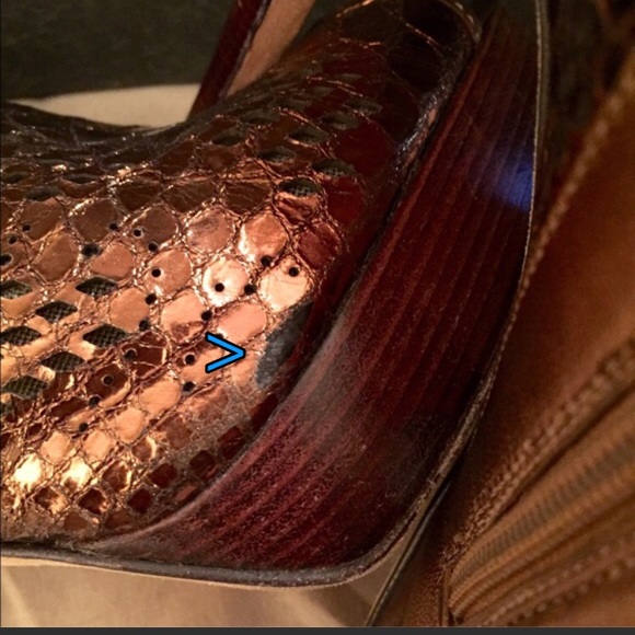 Via Spiga Bronze Lace & Snake Embossed Bootie - Picture 3 of 3