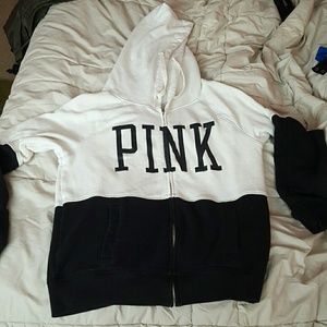 PINK! Black and white hoodie