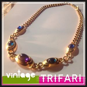 TRIFARI jewel stone necklace, vintage CHIC
