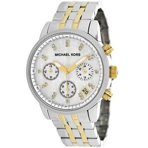 MICHAEL KORS WOMENS RITZ TWO-TONED BRACELET WATCH
