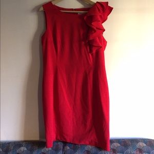 Calvin Klein Red Ruffle Dress