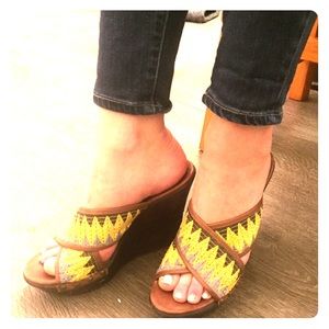 Diane von Furstenberg woven strap wedges