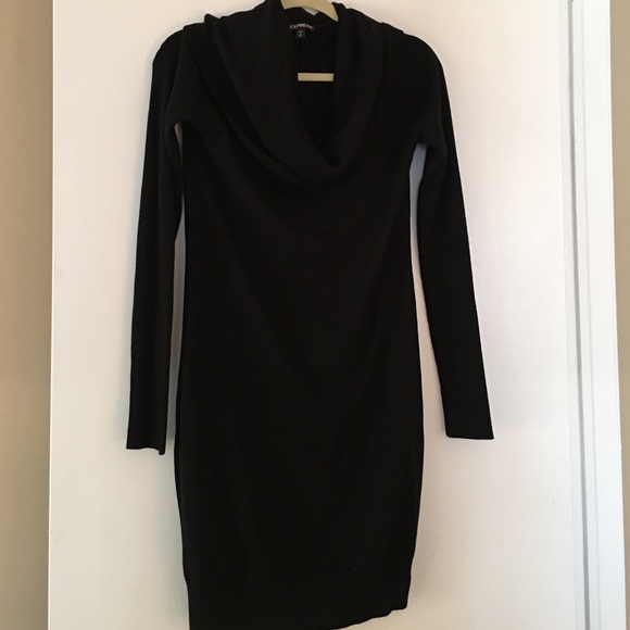 Black cowl neck sweater dress
