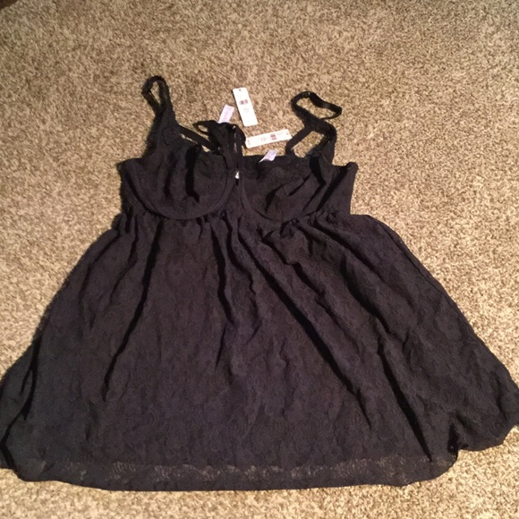 Black Lace Baby Doll w/ tear drop rhinestone
