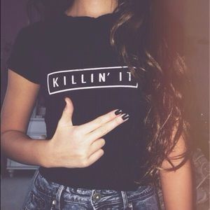 Brandy Melville NAVY Blue Killin It Crop Top