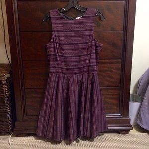 Plum Patterned Fit & Flare Dress