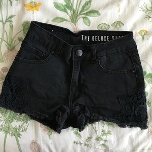lace detailed black shorts
