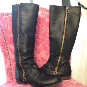 Tall Black Zippered Boots