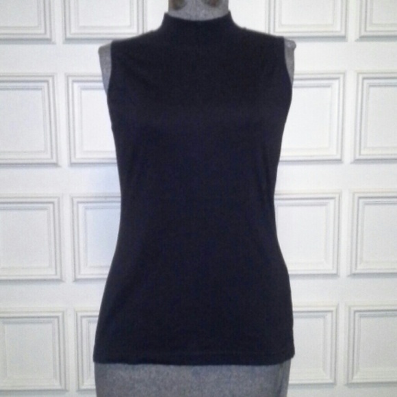Black sleeveless mock turtleneck