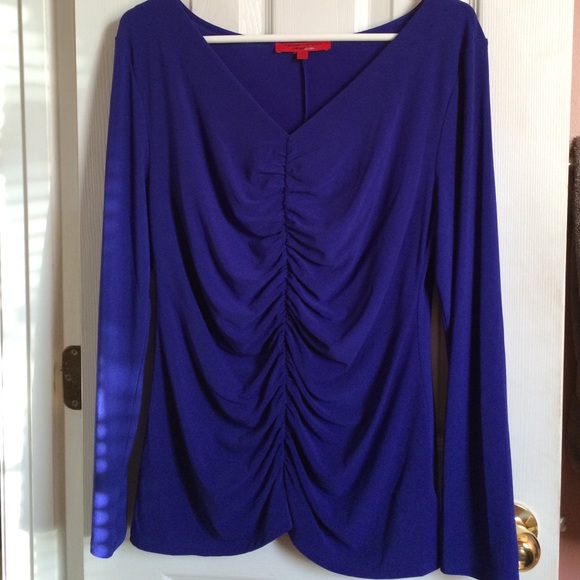Lovely ruched front long sleeve dress blouse