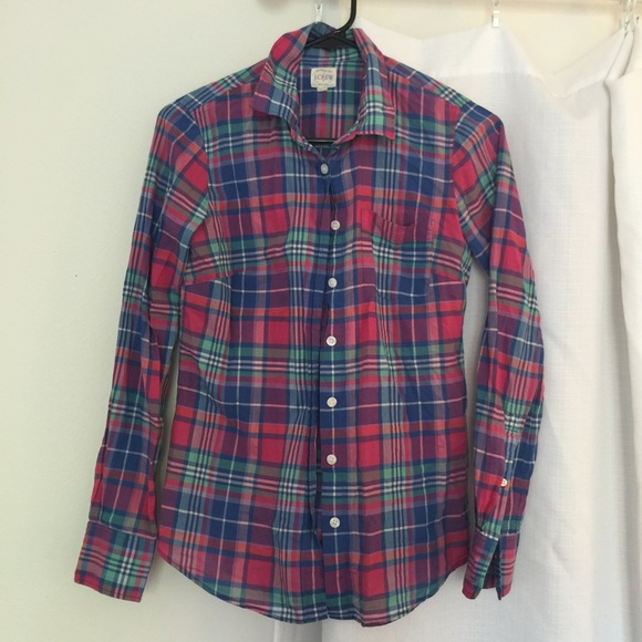J Crew Plaid Button Up Shirt/ Blouse