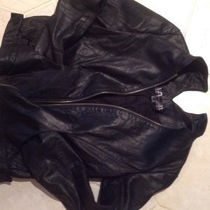 Theory - Theyskens Theory black leather jacket.