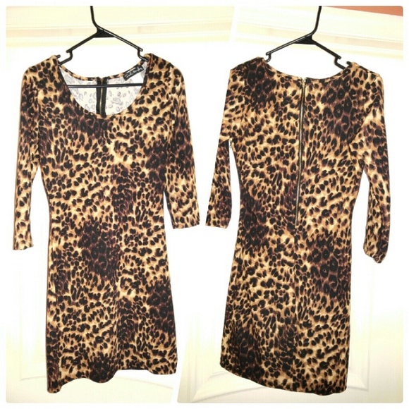 French Atmosphere Dresses & Skirts - Leopard print sweater dress