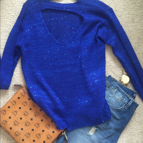 Royal blue sequined sweater