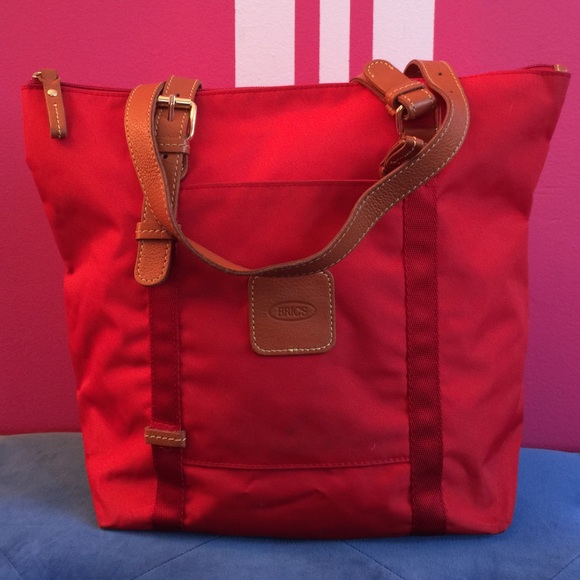 Bric's italian red Nylon & Leather tote