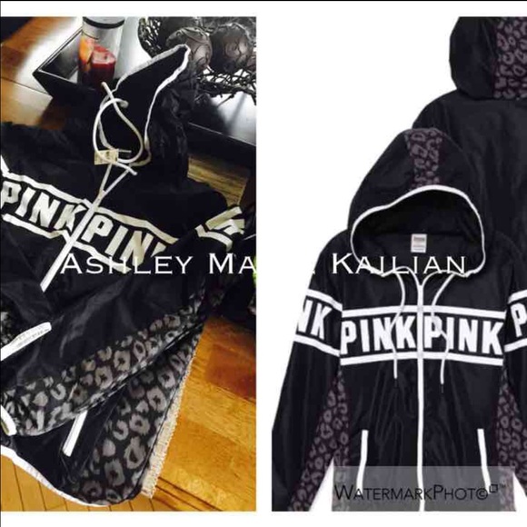 VS PINK Black/White HTF Leopard Anorak XS/SM NWT