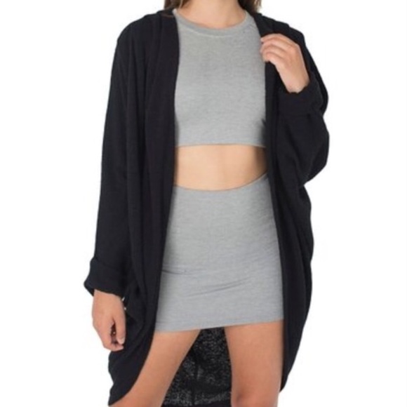 American Apparel Sweaters - Black Bouclé Oversized Slouchy Shawl Cardigan
