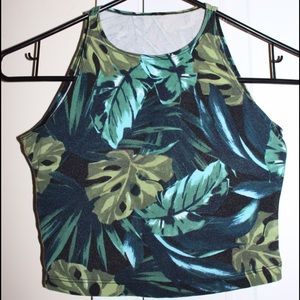 AA Printed Cotton Spandex Sleeveless Crop Top