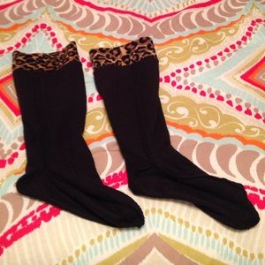 Leopard Print Fleece Rain Boot Liners