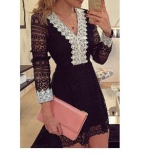 Lace cute black and white dress, size L