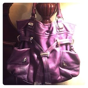 B Makowsky Deep Purple Handbag 100% Leather