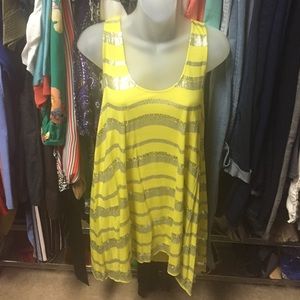 INC Yellow, gray, & silver sequins top.