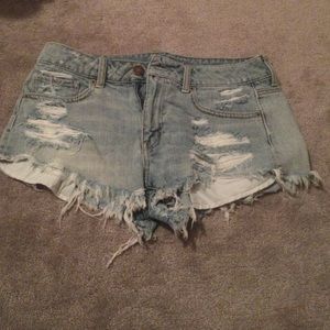 Light wash denim cut offs