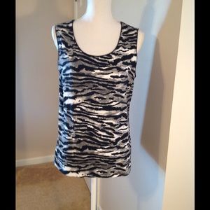 Kim Rogers Black/Gray Sleeveless Shirt Sz L NWOT