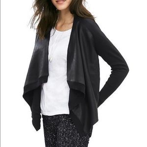 Faux leather cardigan