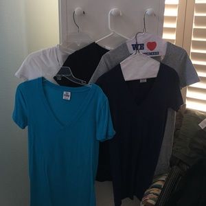 5 VS PINK fitted v-neck shirts