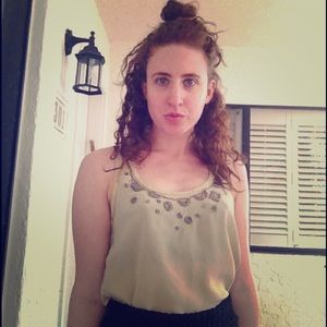 SILENCE + NOISE beige beaded tank top