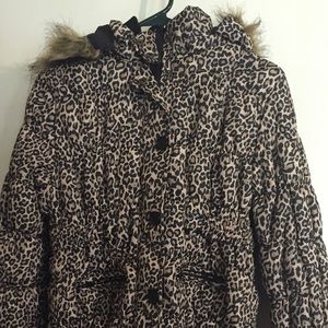 Leopard print puffer coat $30