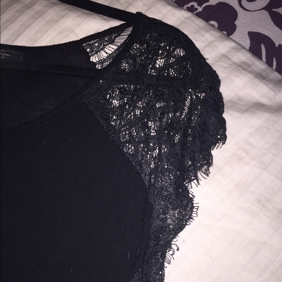 Black lace sleeve top