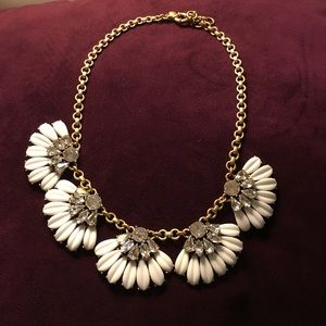 J Crew white, gold & crystal necklace