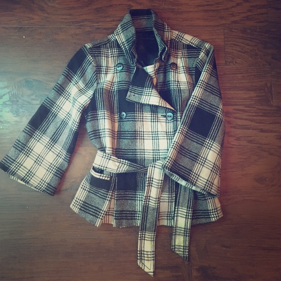 Calvin Klein cropped plaid jacket