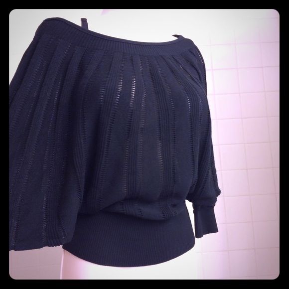 Sweaters - ❤️SALE!❤️Black Dolman See Through Pattern Sweater