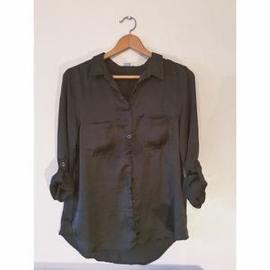 Army green buttons down