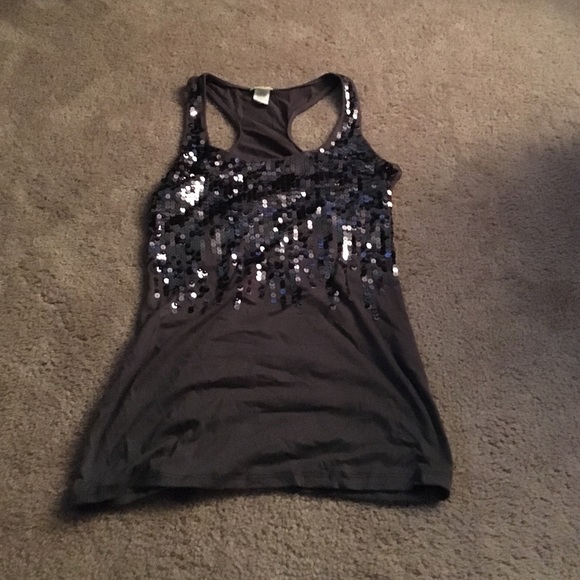 Grey sequin tank