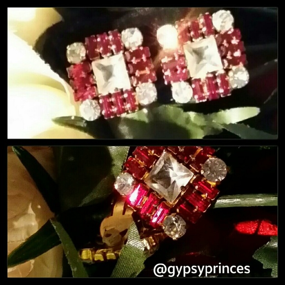 SPARKING RED AND WHITE CZ EARRINGS - Picture 2 of 3