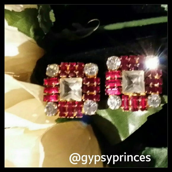 SPARKING RED AND WHITE CZ EARRINGS - Picture 3 of 3