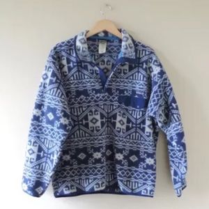 Patagonia / Blue Aztec Print Pullover Fleece