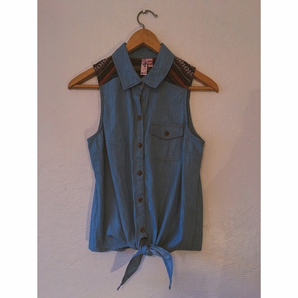 Aztec denim button down