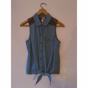 Aztec denim button down