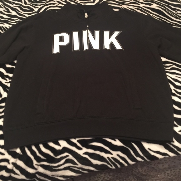 Black pink boyfriend zip up pullover