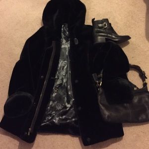 Dennis Basso Faux Fur Hooded Coat