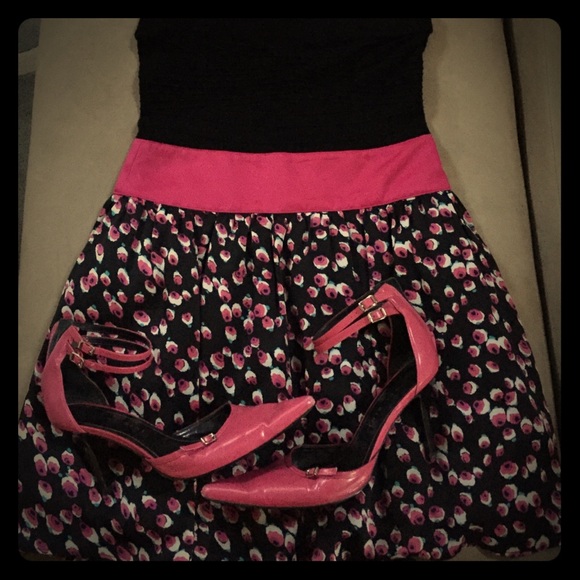 Pink and black party dress