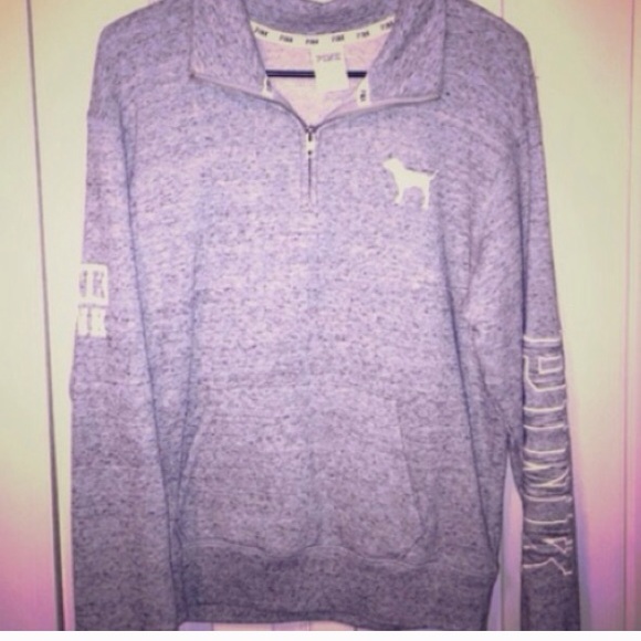 PINK Gray half zip sweatshirt